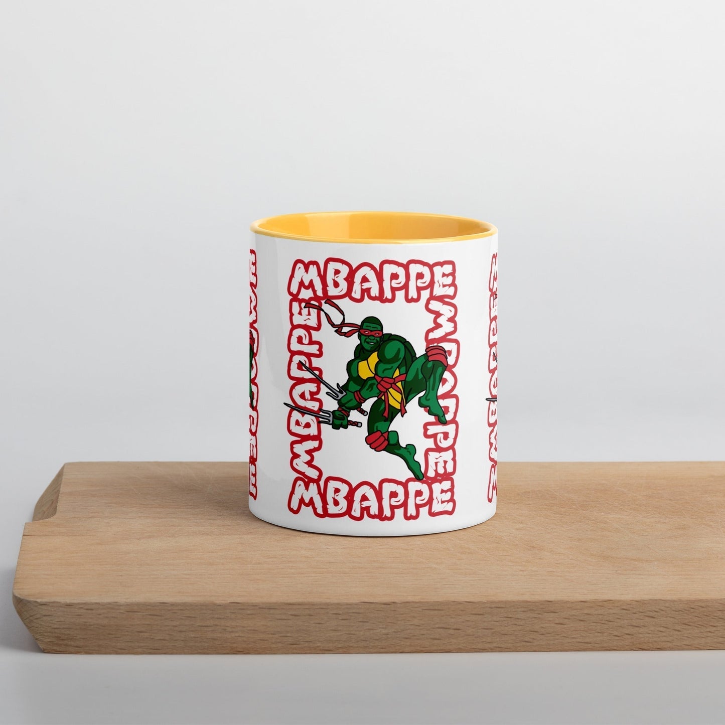 Kylian Mbappe Red Ninja Turtle Raphael Mug with Color Inside Next Cult Brand Football, Kylian Mbappe, Ninja Turtles, PSG, Raphael