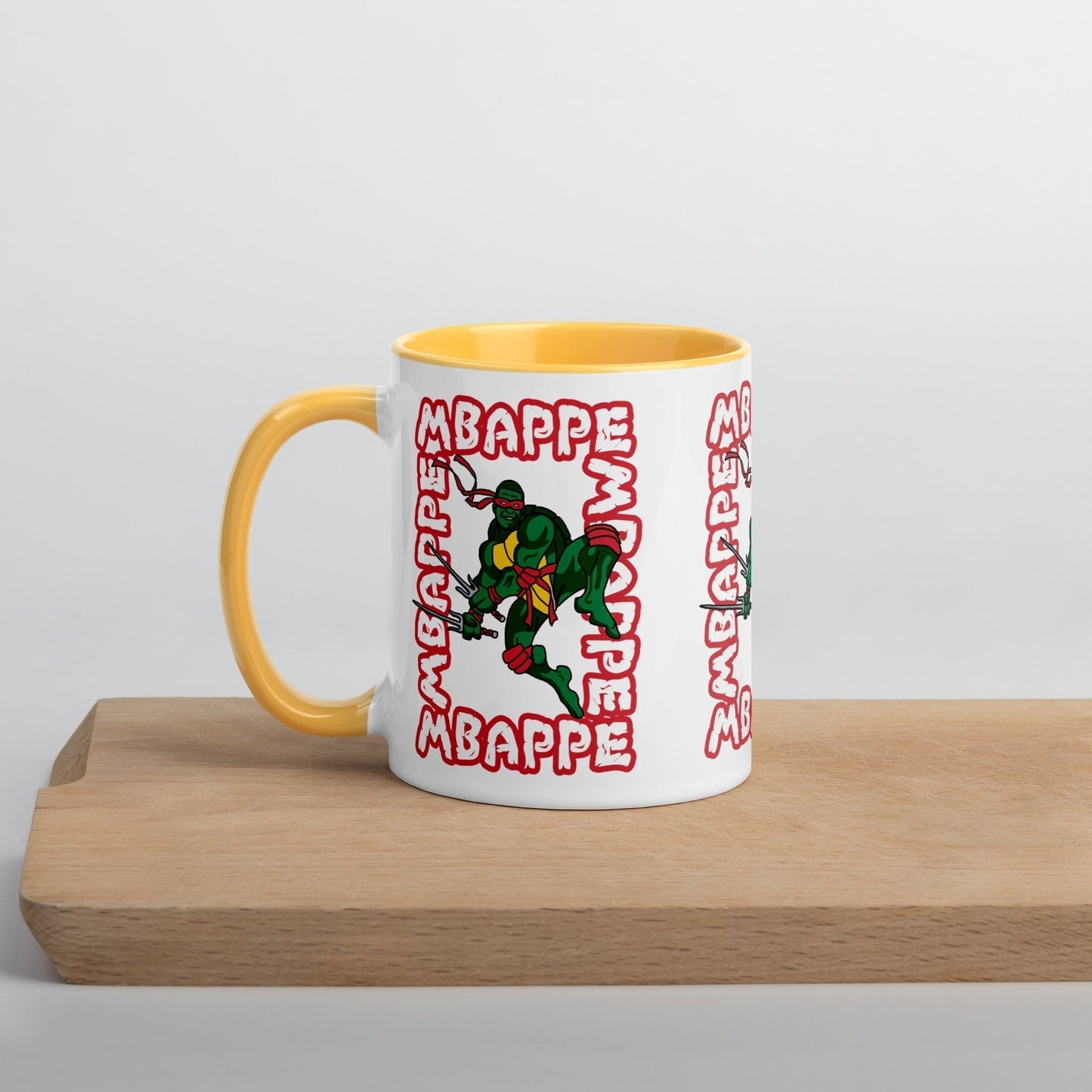 Kylian Mbappe Red Ninja Turtle Raphael Mug with Color Inside Next Cult Brand Football, Kylian Mbappe, Ninja Turtles, PSG, Raphael