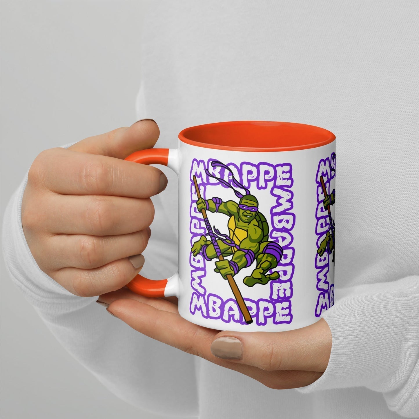 Kylian Mbappe Purple Ninja Turtle Donatello Mug with Color Inside Orange Mugs Football Kylian Mbappe Ninja Turtles PSG Real Madrid Next Cult Brand