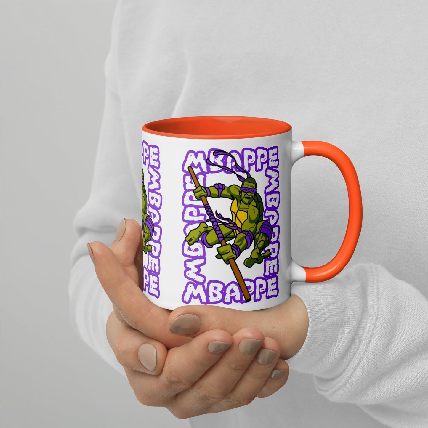 Kylian Mbappe Purple Ninja Turtle Donatello Mug with Color Inside Mugs Football Kylian Mbappe Ninja Turtles PSG Real Madrid Next Cult Brand