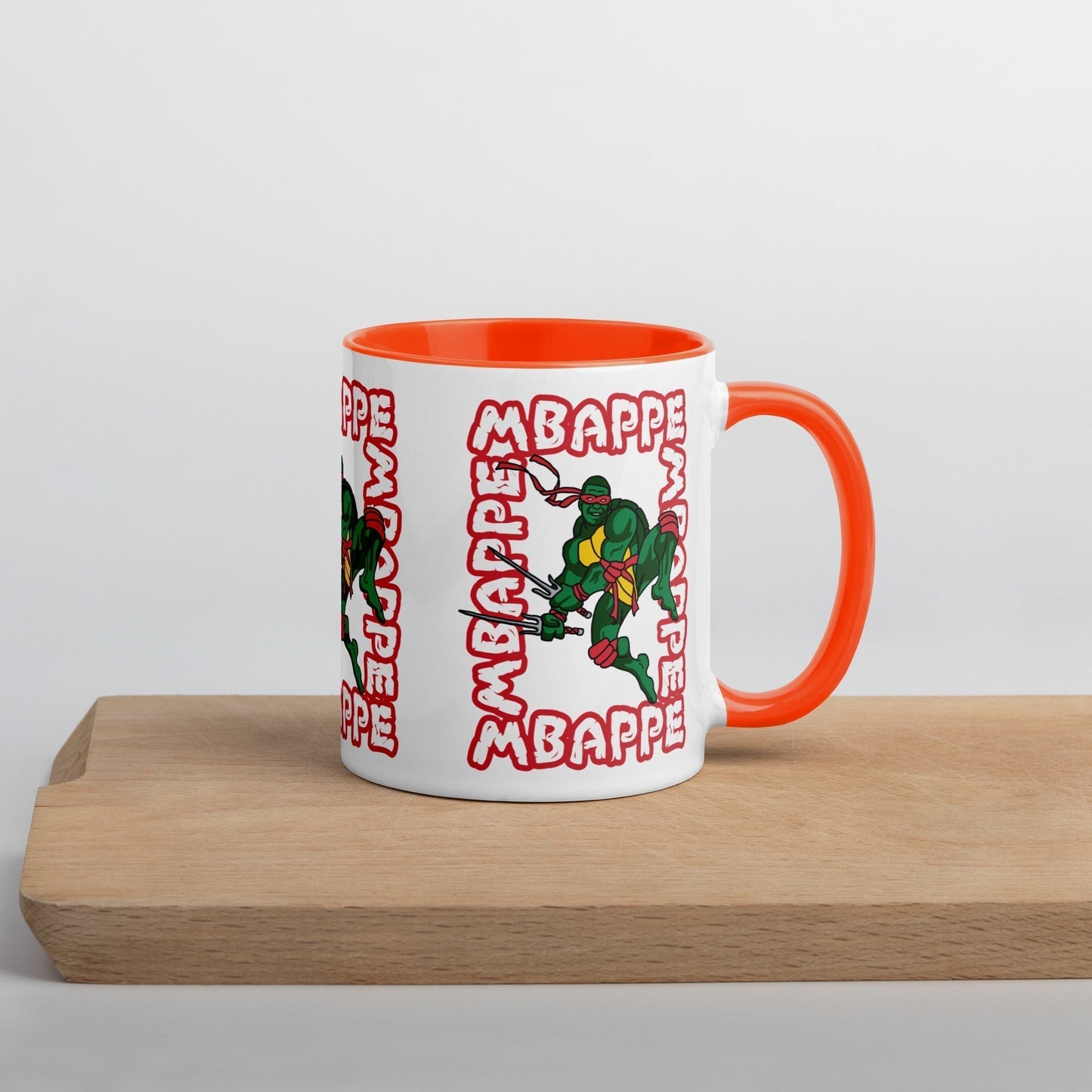 Kylian Mbappe Red Ninja Turtle Raphael Mug with Color Inside Next Cult Brand Football, Kylian Mbappe, Ninja Turtles, PSG, Raphael