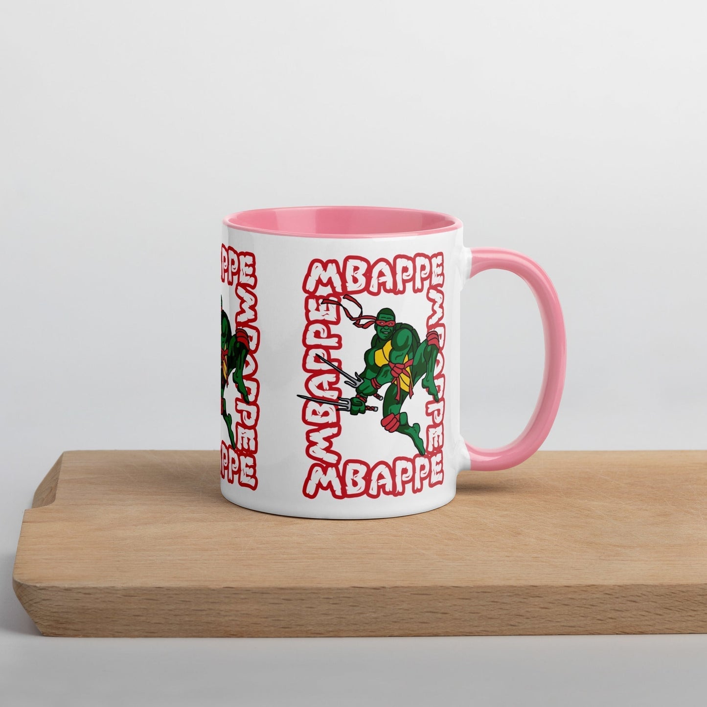 Kylian Mbappe Red Ninja Turtle Raphael Mug with Color Inside Next Cult Brand Football, Kylian Mbappe, Ninja Turtles, PSG, Raphael