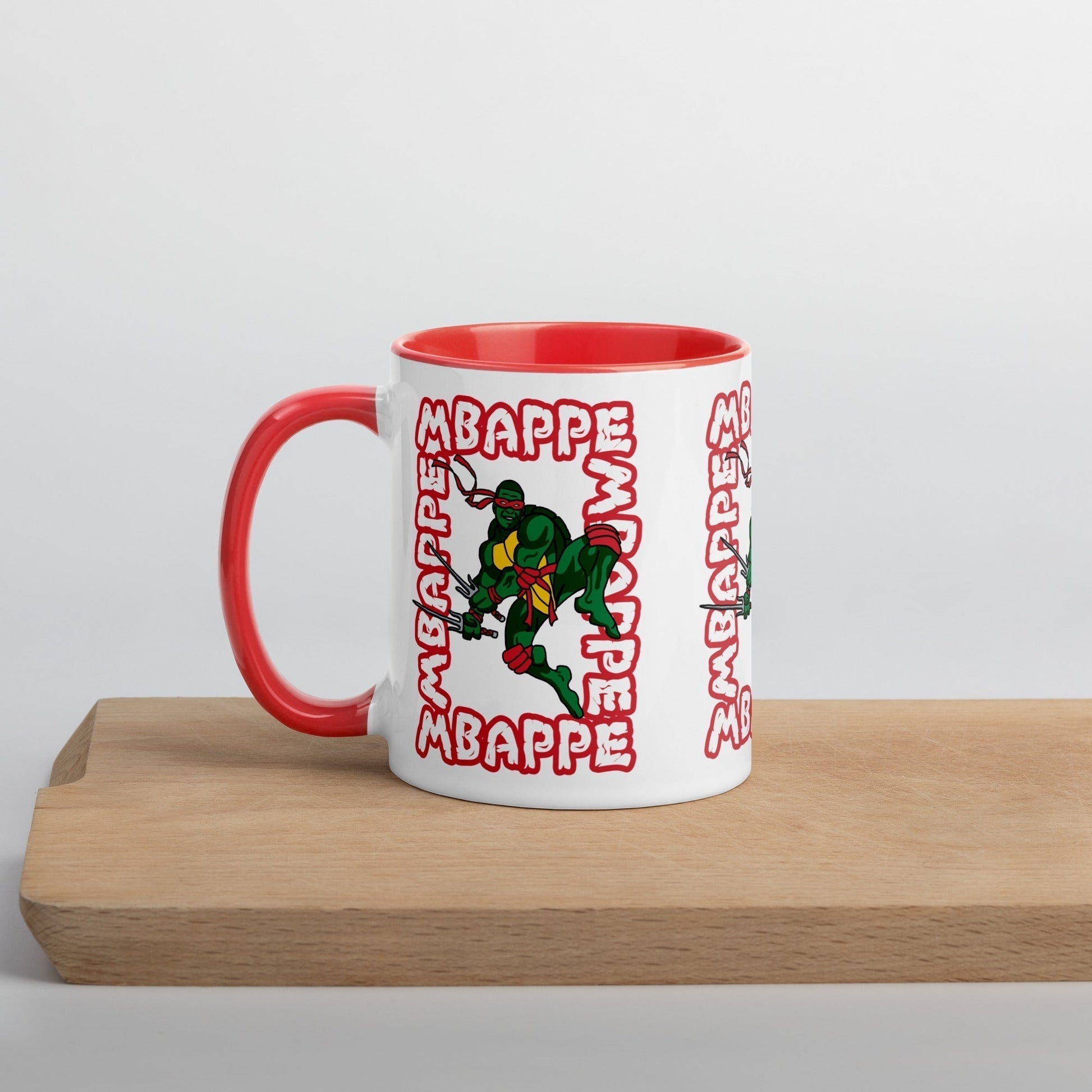 Kylian Mbappe Red Ninja Turtle Raphael Mug with Color Inside Next Cult Brand Football, Kylian Mbappe, Ninja Turtles, PSG, Raphael