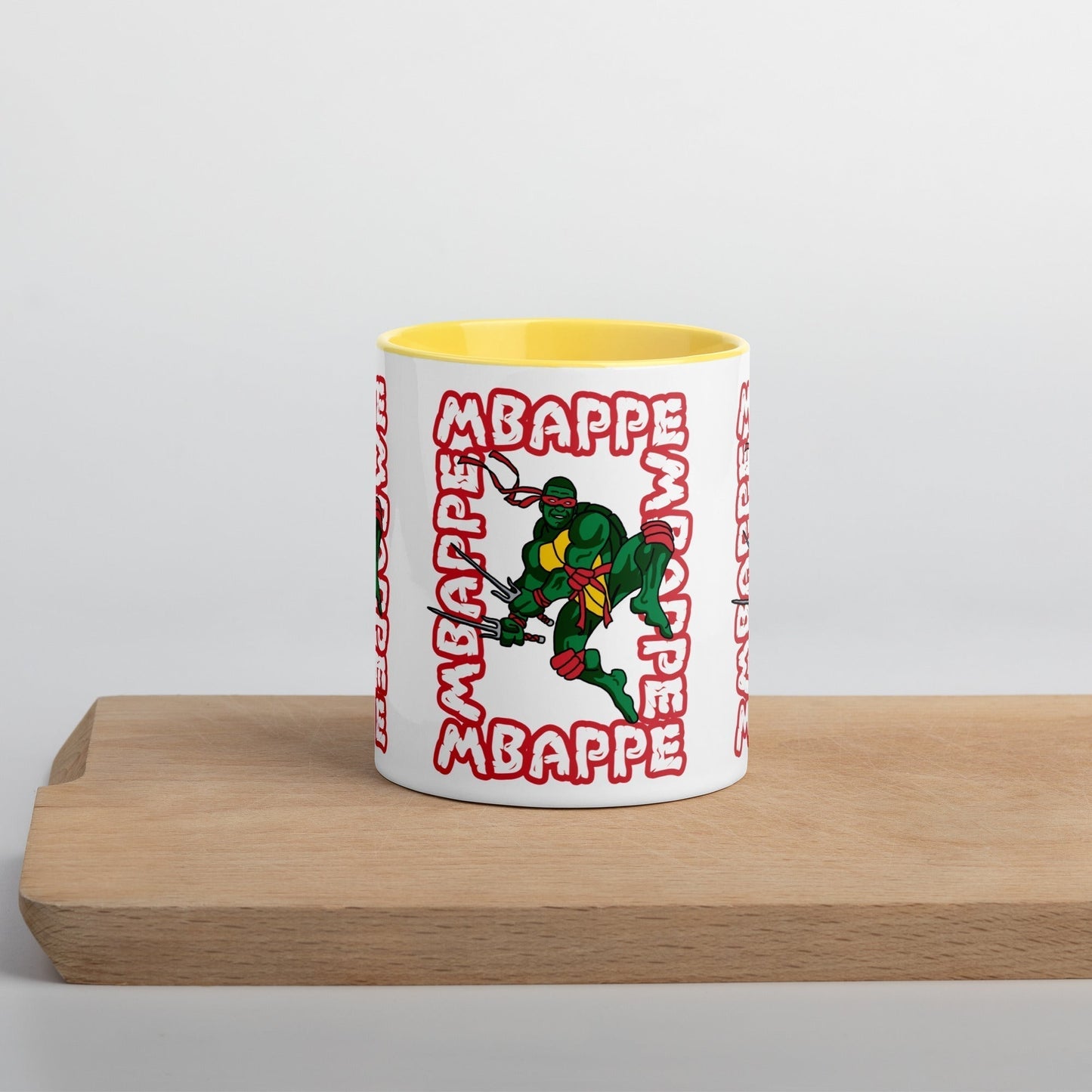 Kylian Mbappe Red Ninja Turtle Raphael Mug with Color Inside Mugs Football Kylian Mbappe Ninja Turtles PSG Real Madrid Next Cult Brand