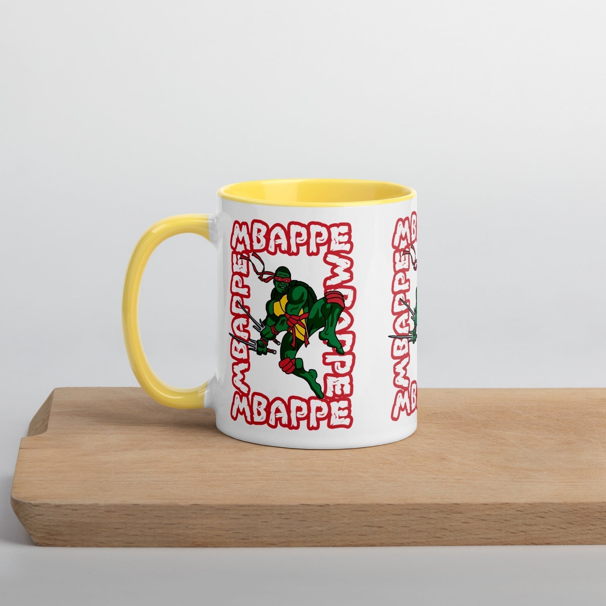 Kylian Mbappe Red Ninja Turtle Raphael Mug with Color Inside Mugs Football Kylian Mbappe Ninja Turtles PSG Real Madrid Next Cult Brand