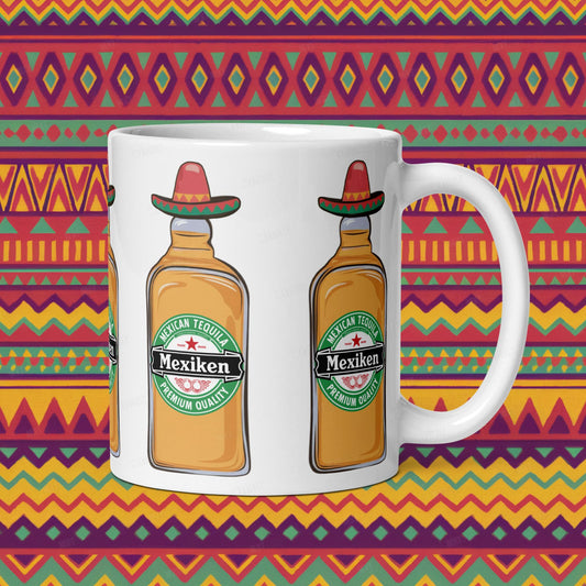 Mexiken Mexican Tequila Funny Heineken Beer Parody White glossy mug