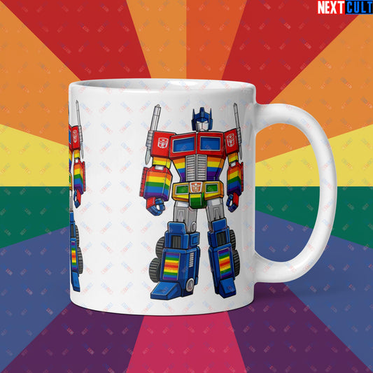 Transformer Transgender Pride Funny LGBTQ+ White glossy mug