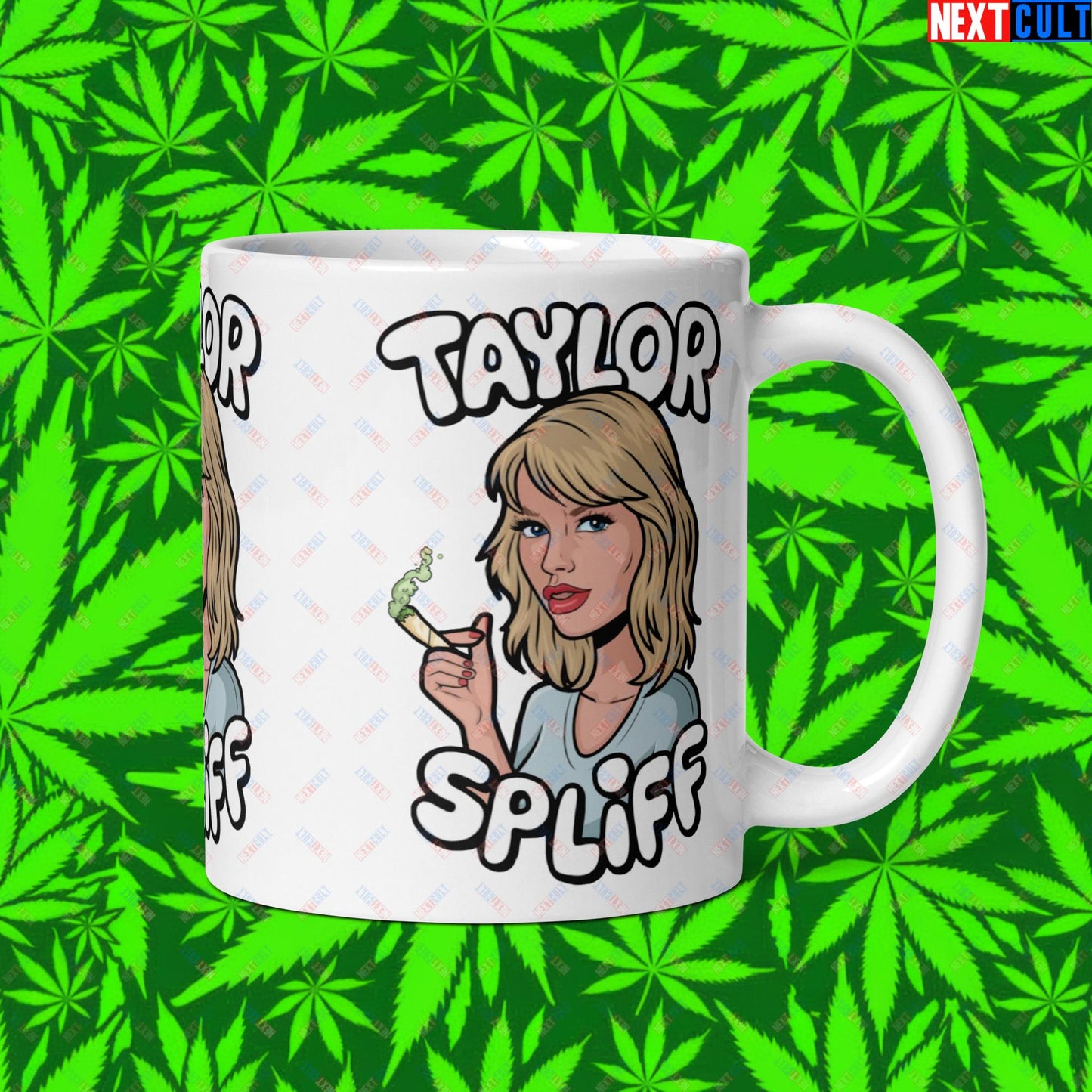 Taylor Spliff Pop Music Star Pothead Stoner Funny Weed Meme White glossy mug Default Title Mugs Music Weed Next Cult Brand