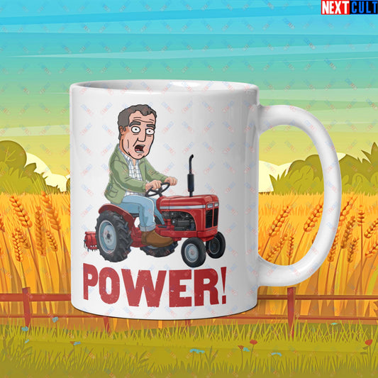 Speed and Power Tractor Jeremy Clarkson's Farm Diddly Squat Grand Tour Top Gear Funny Meme Cartoon White glossy mug Default Title Mugs Clarkson's Farm Grand Tour Jeremy Clarkson Top Gear TV Shows Next Cult Brand