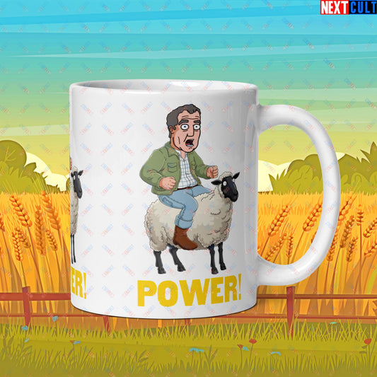 Power Sheep Jeremy Clarkson's Farm Diddly Squat Grand Tour Top Gear Funny Meme Cartoon White glossy mug Default Title Mugs Clarkson's Farm Grand Tour Jeremy Clarkson Top Gear TV Shows Next Cult Brand