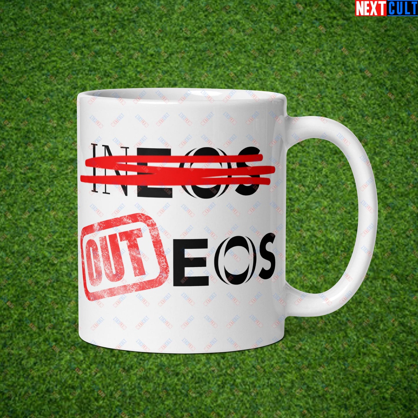 Stop INEOS, OUTEOS Manchester United Supporter Protest Against Glazers, Ineos and Ratcliffe White glossy mug Default Title Mugs Football GlazersOut Manchester United RatcliffeOut Next Cult Brand