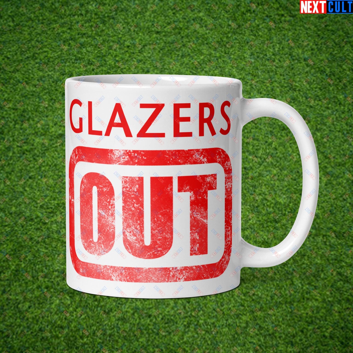 Glazers Out Manchester United Fan Protest Against Glazers White glossy mug Default Title Mugs Football GlazersOut Manchester United Next Cult Brand