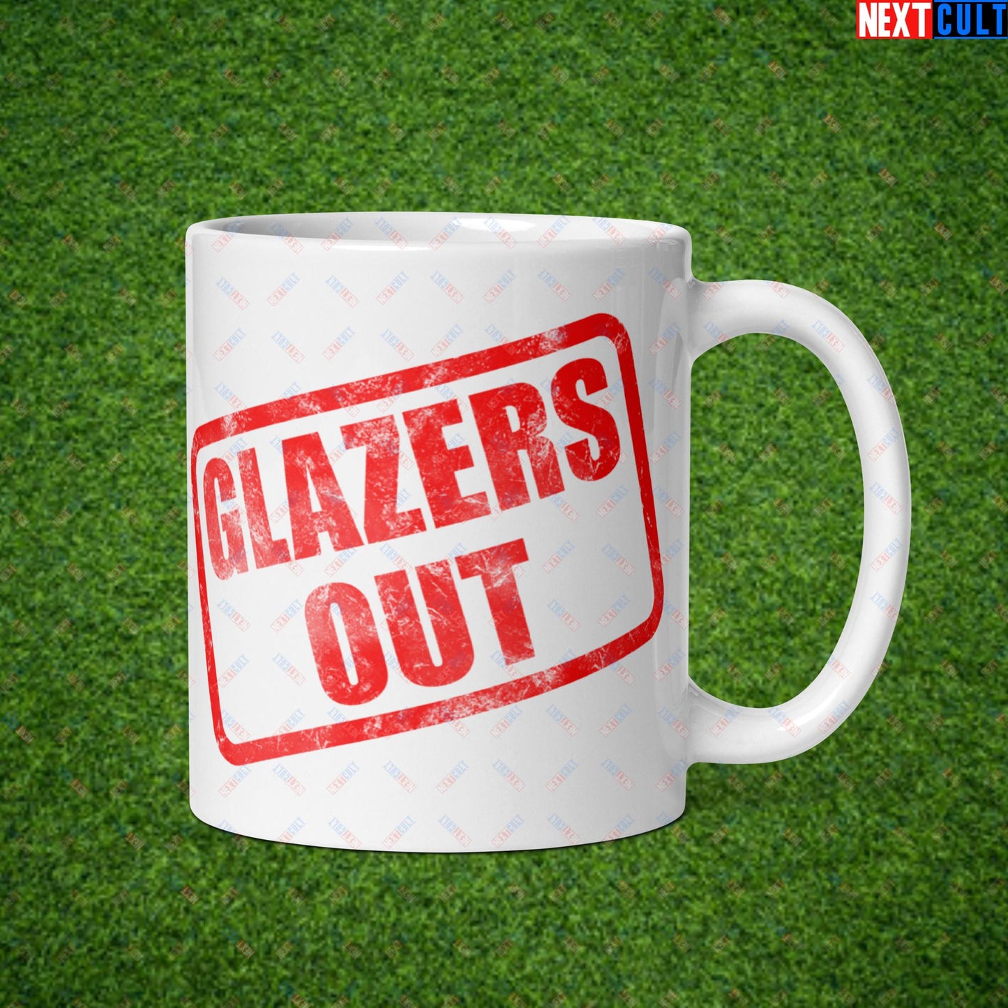 Glazers Out Stop The Glazers Ruining Manchester United Fan Protest Against Glazers White glossy mug Default Title Mugs Football GlazersOut Manchester United Next Cult Brand