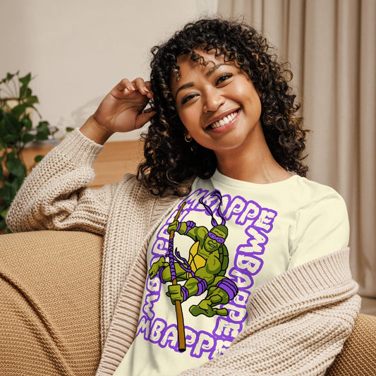 Kylian Mbappe Purple Ninja Turtle Donatello Women's Relaxed T-Shirt Next Cult Brand Donatello, Football, Kylian Mbappe, Ninja Turtles, PSG